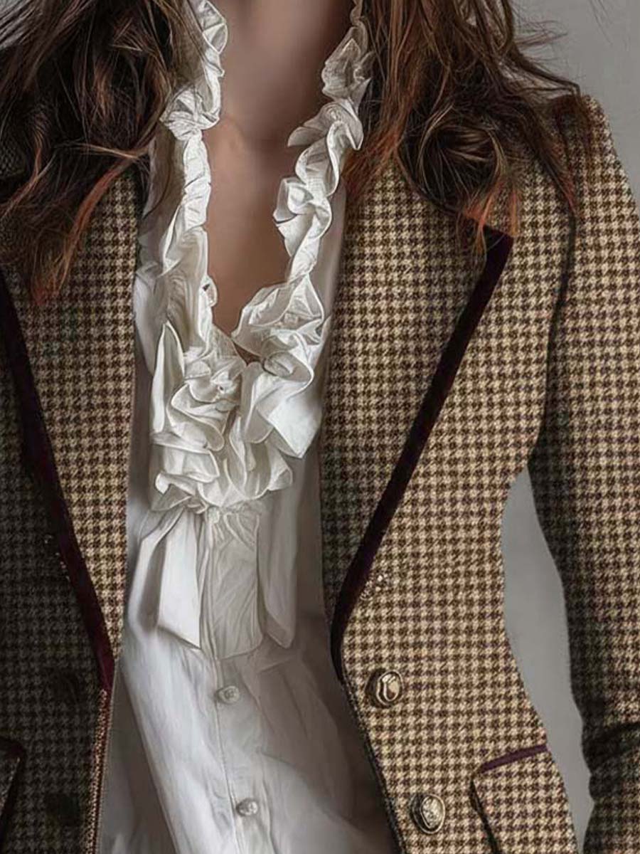 Vintage Tweed Houndstooth Tailored Blazer | Harry & Kate London