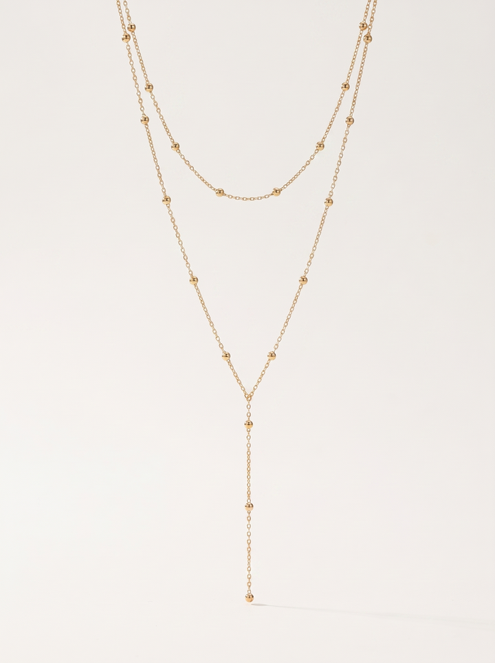 Della | Button Pendant Necklace with Layered Chain