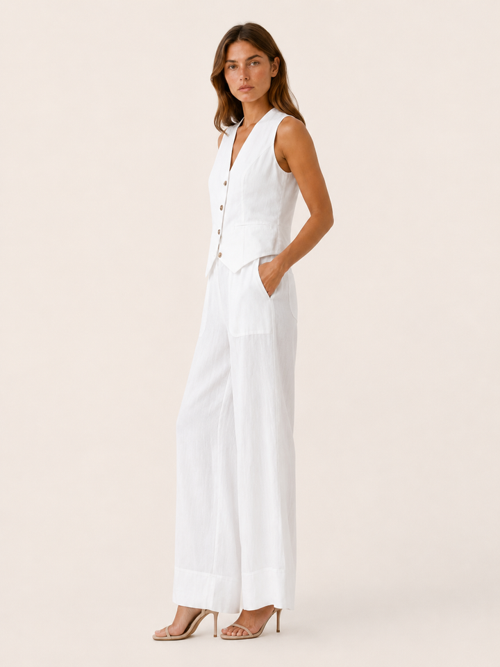 Della | Linen Co-Ord Set with Wide-Leg Trousers