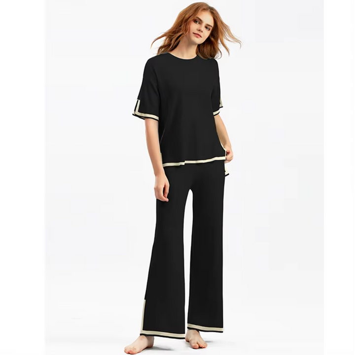 Charlotte Elegant Ice Silk Short Sleeve Co-Ord Set — back view