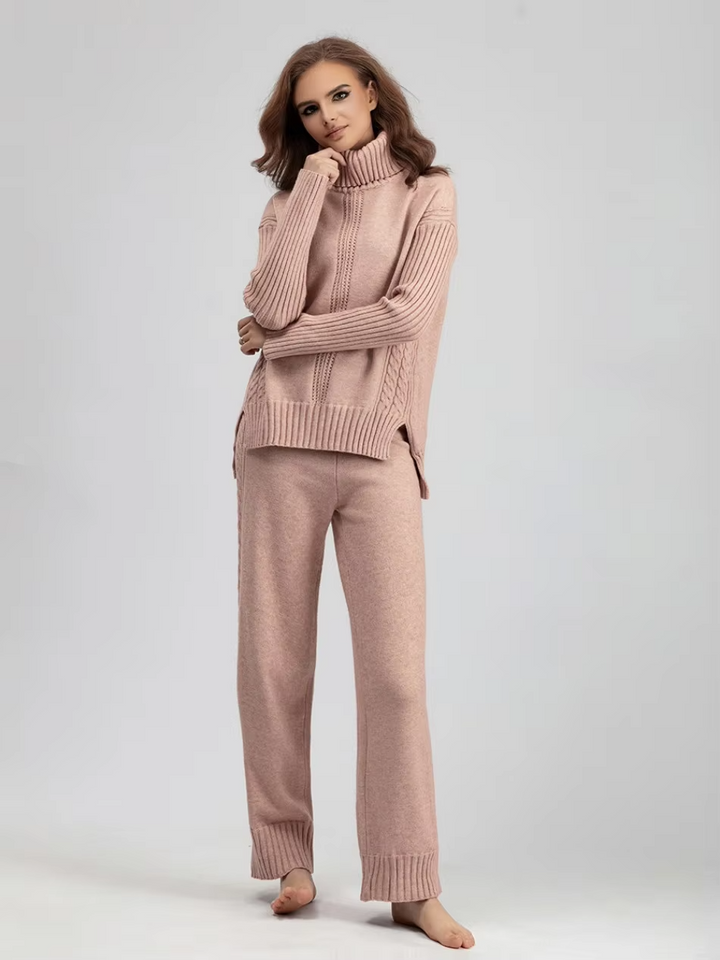 Scarlett Stylish High-neck Pullover Sweater with Loose Pants Set — alternate view