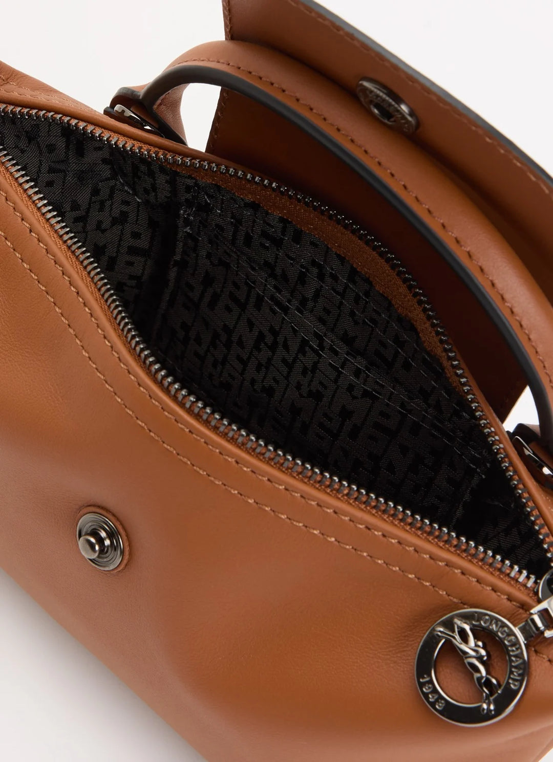 Longchamp Mini Leather Bag Brown — detail view