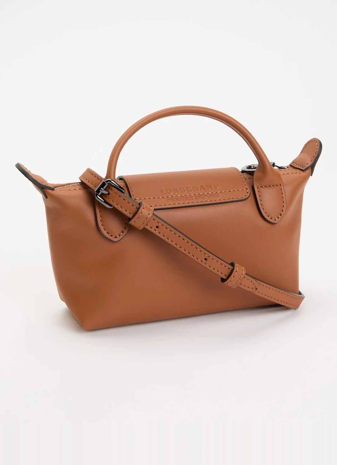 Longchamp Mini Leather Bag Brown — side view