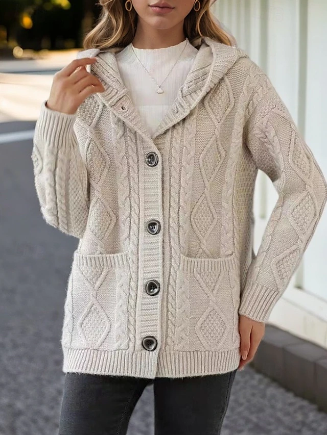 Lina Elegant Diamond Stitch Cardigan — lifestyle shot