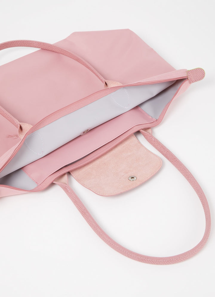 Longchamp Le Pliage Green Medium Tote Bag Petale Pink Interior Open Detail
