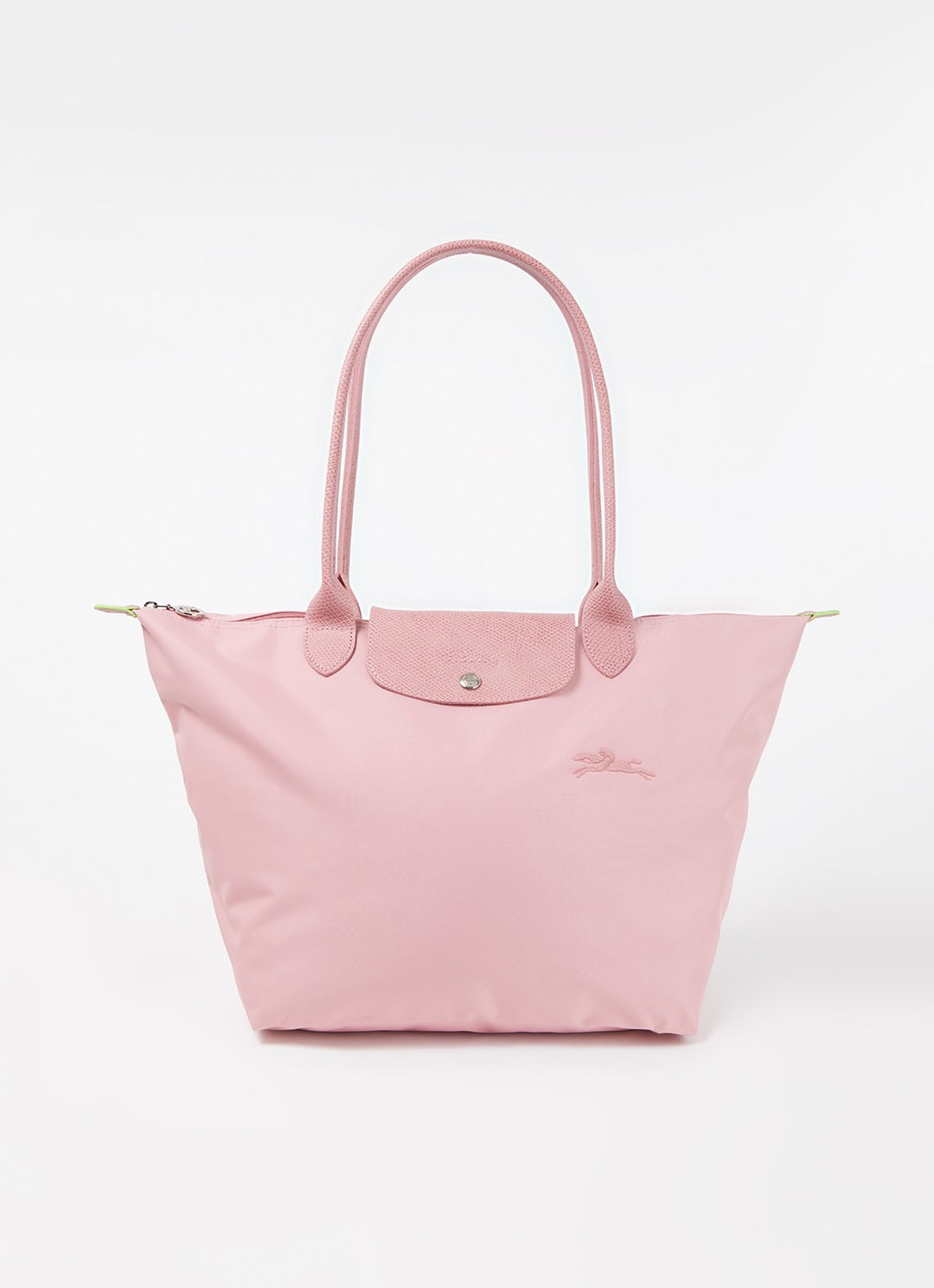Longchamp Le Pliage Green Medium Tote Bag Petale Pink Front View Sustainable Eco