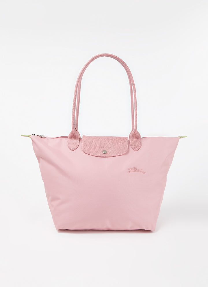 Longchamp Le Pliage Green Medium Tote Bag Petale Pink Front View Sustainable Eco