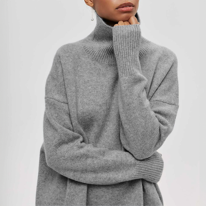 Amelia Elegant Knit Turtleneck Sweater — styled view