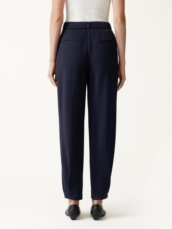 Petite Stretch Ponte High-Rise Ankle Tapered Tuck Pants with Pockets
