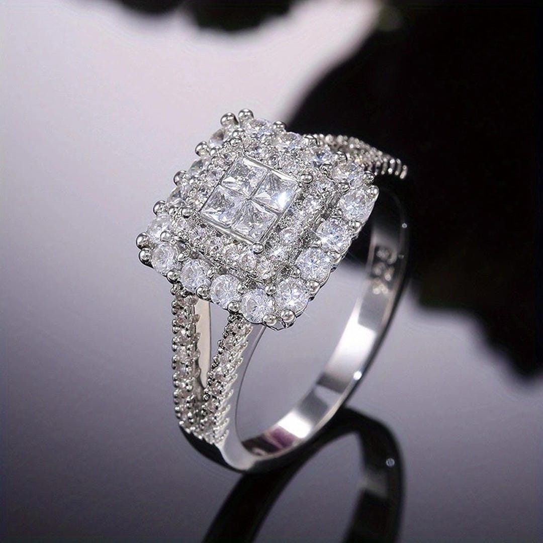 Close-up of the iced-out square-cut stones