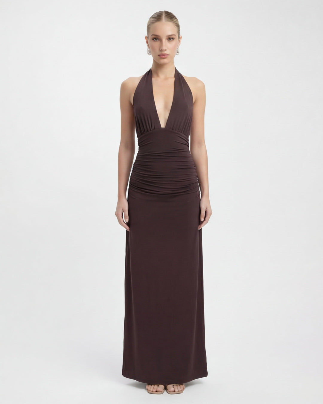 ARIA Nyx Halter Maxi Dress - women's maxi dress, neckline detail