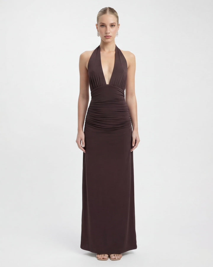 ARIA Nyx Halter Maxi Dress - women's maxi dress, neckline detail