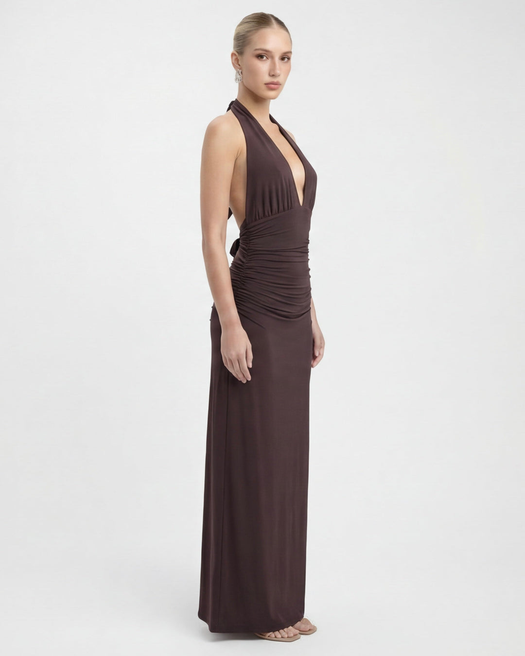 ARIA Nyx Halter Maxi Dress - women's maxi dress, hem detail