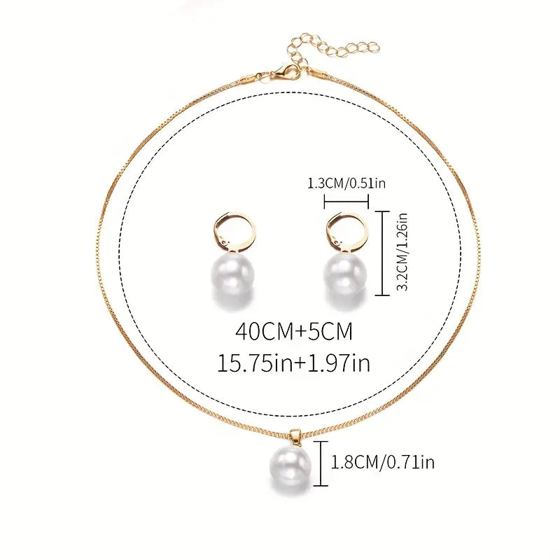 Pearl necklace set laid out with its matching pieces