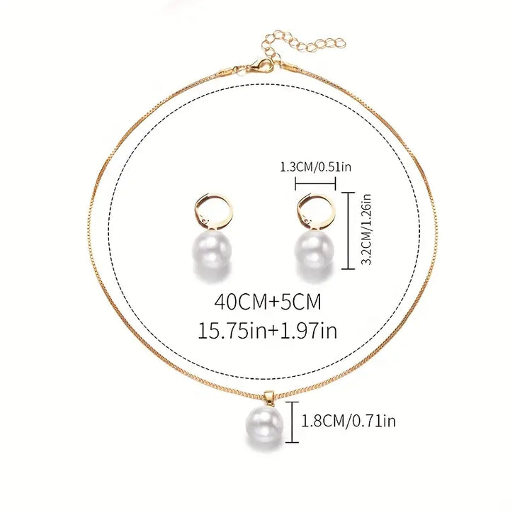 Pearl necklace set laid out with its matching pieces