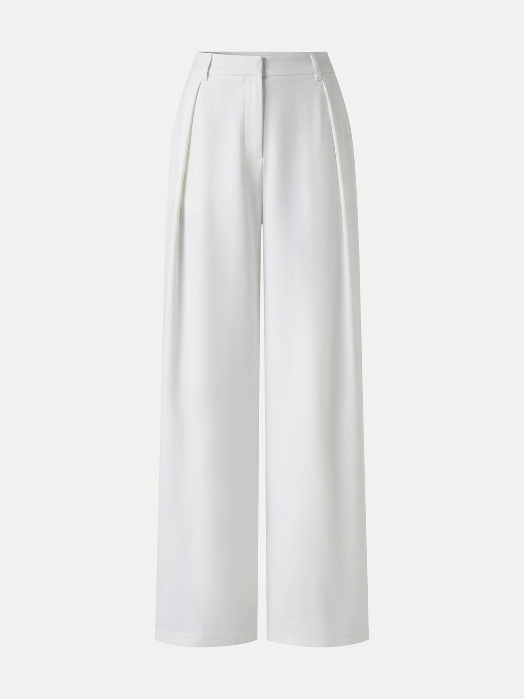 Not-See-Thru High-Rise Wide-Leg Pants with Pockets