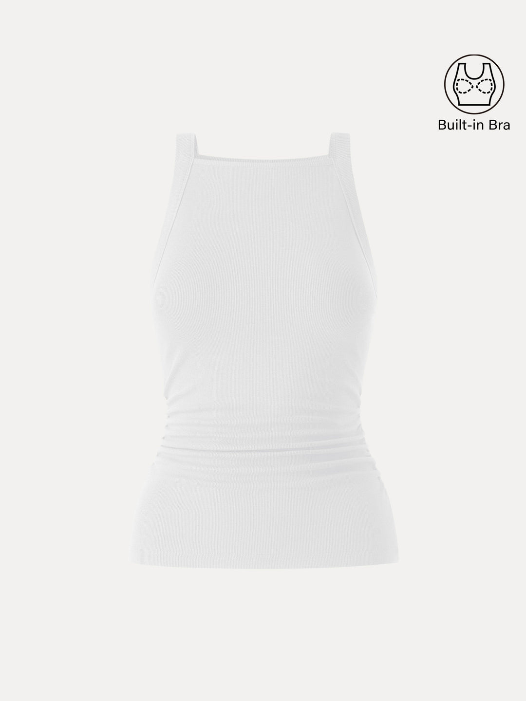 Plantive Chic Square Neck Ruched Rib Built-In Bra Tank 2.0
