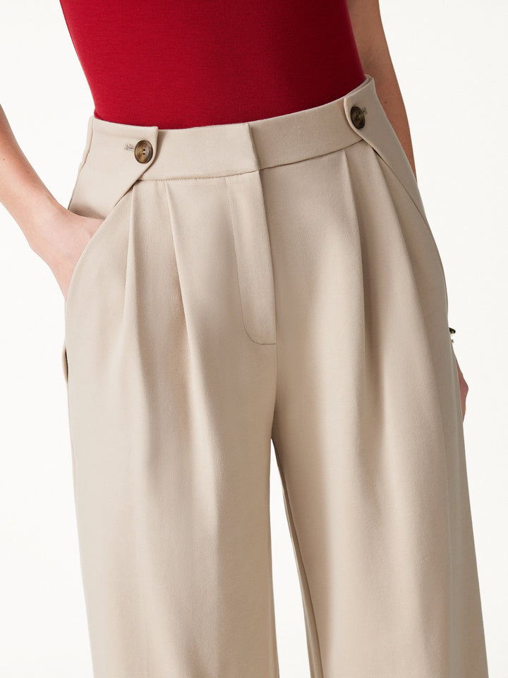 Ponte High-Rise Wide-Leg Gusset Pants with Pockets