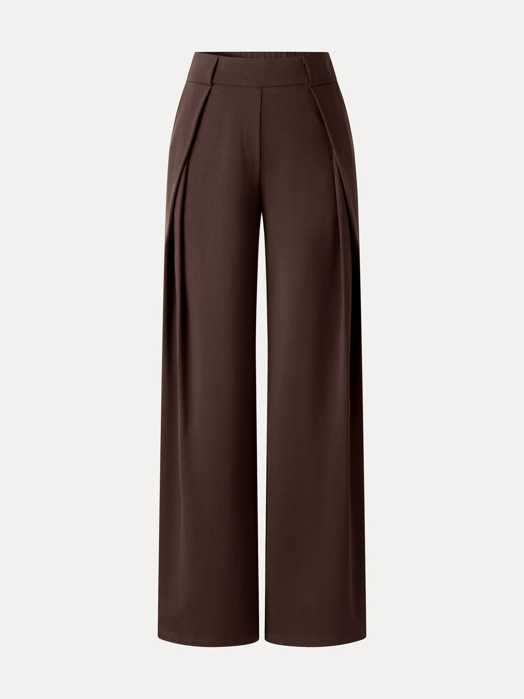 Ponte Mid-Rise  Wide-Leg Tuck Pants with Pockets