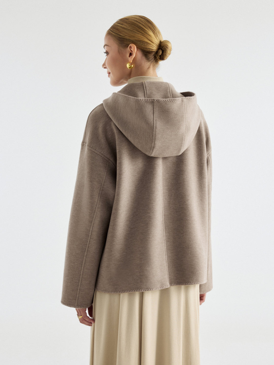 2Pcs Set Hooded Long Sleeve Jacket with Pockets & Mid-Rise Wide-Leg Pants with Pockets