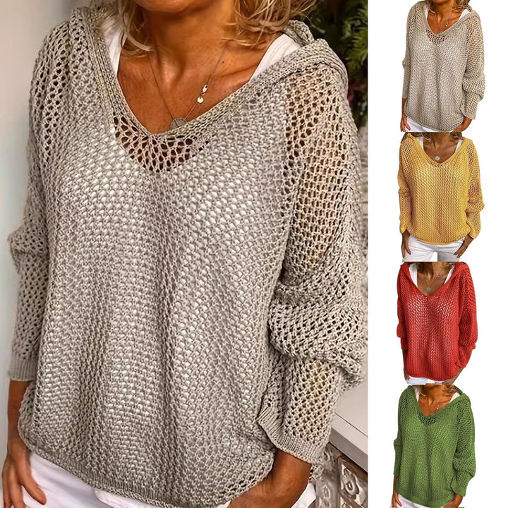 Winnifred | Women's Hooded Open Knit Crochet Sweater