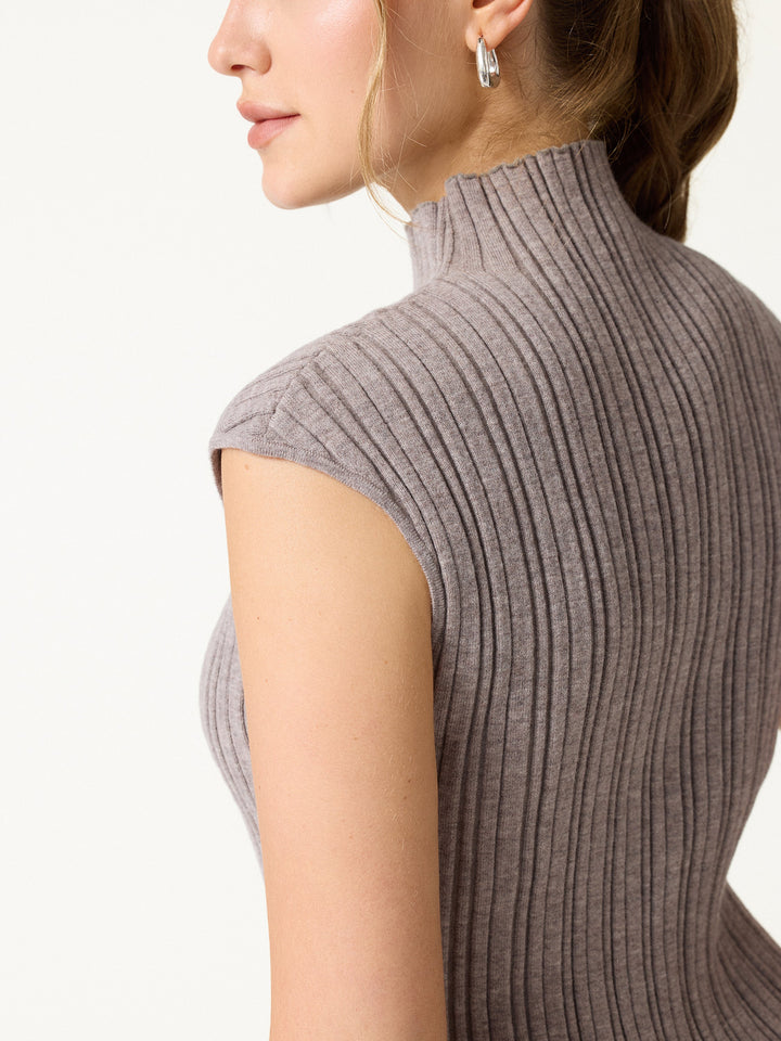 2Pcs Set 100% Merino Wool Long Sleeve Cardigan & Mock Neck Sweater