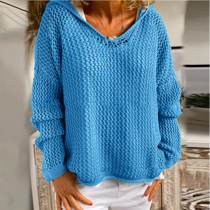 Winnifred | Women's Hooded Open Knit Crochet Sweater