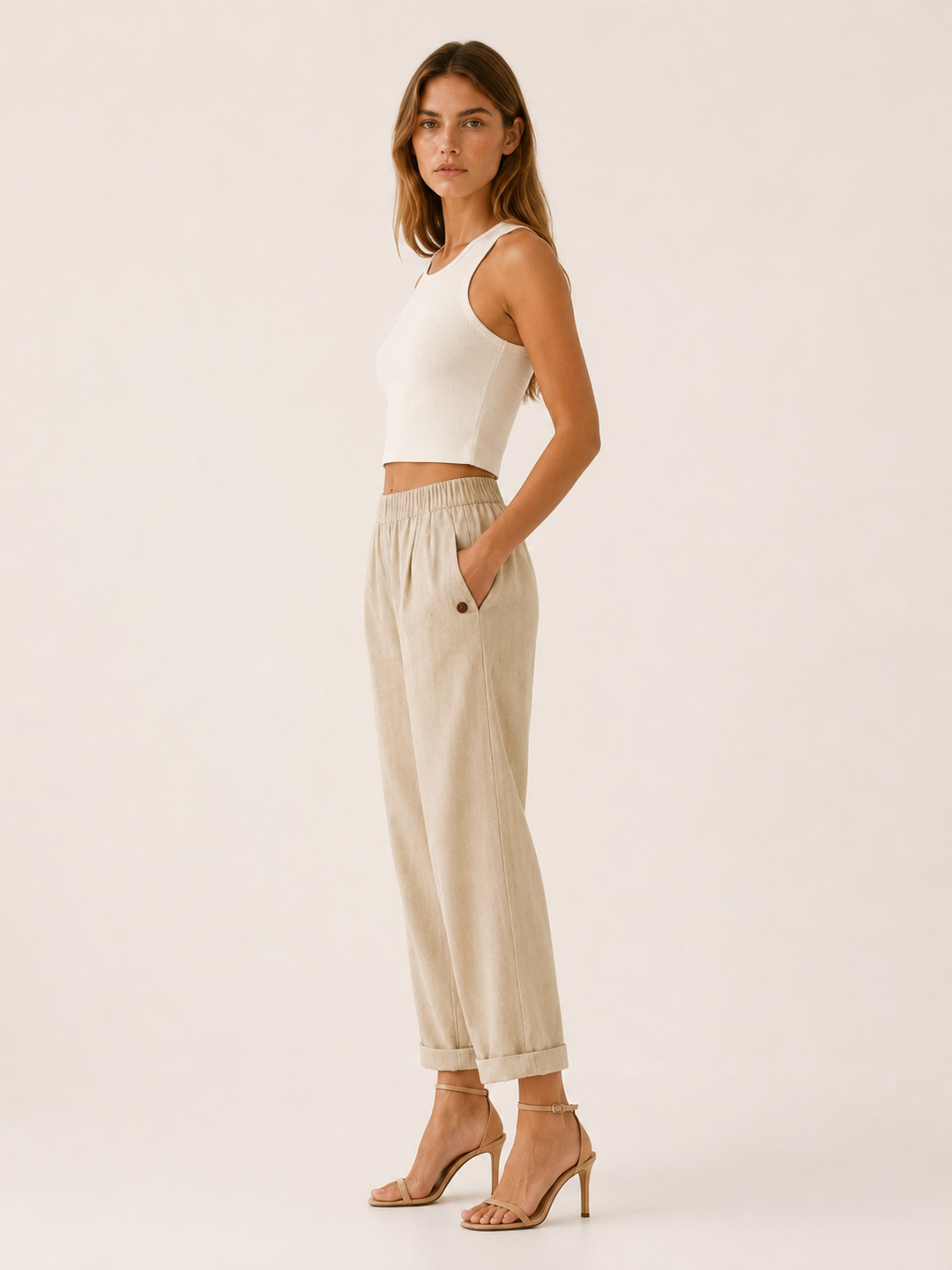 Elspeth | Linen Trousers with Side Pockets