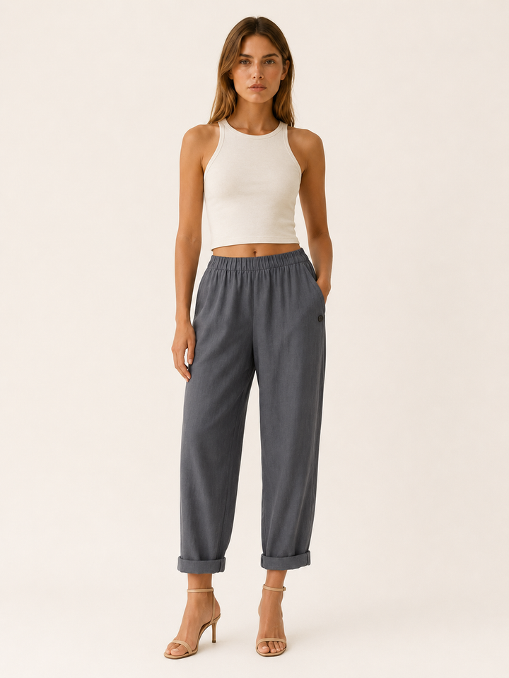 Elspeth | Linen Trousers with Side Pockets