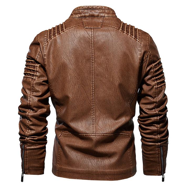 Saddle Brown Kingdom leather jacket, back view