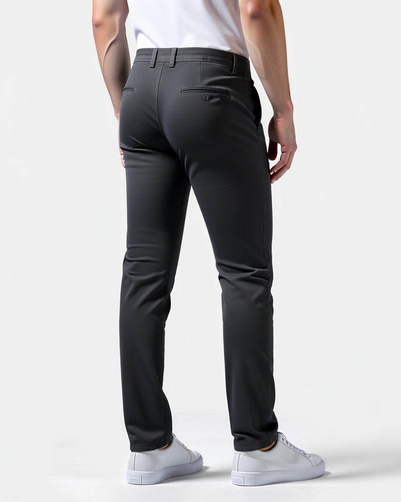 Everyday slim chinos in black, back view