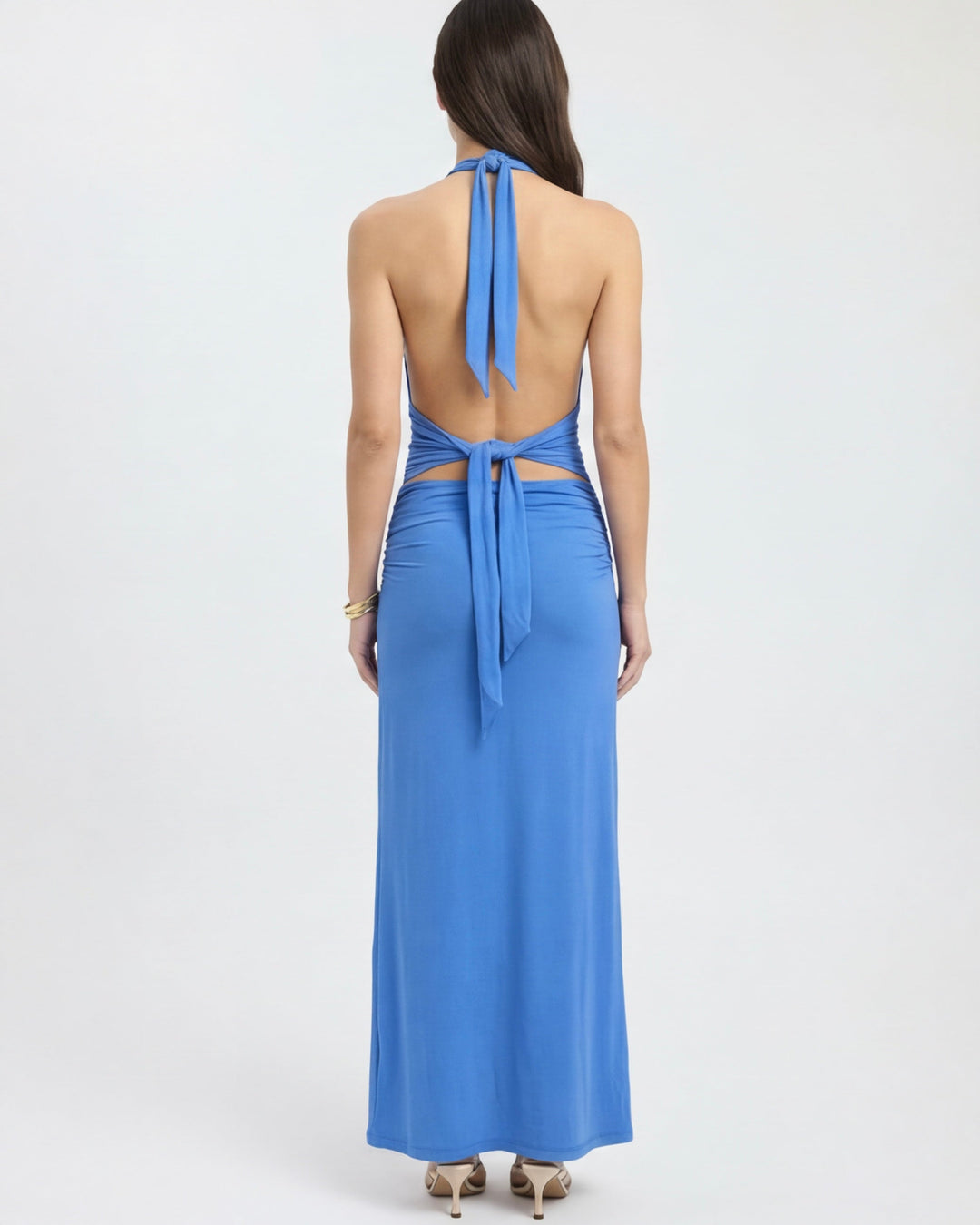 ARIA Nyx Halter Maxi Dress - women's maxi dress, full outfit view