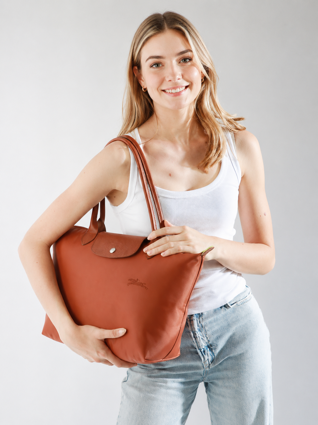 Longchamp Le Pliage Large Tote Bag Brick Terracotta Lifestyle