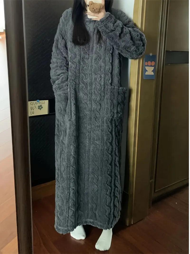 Abigail Jacquard Soft Fleece Winter Dress — product view