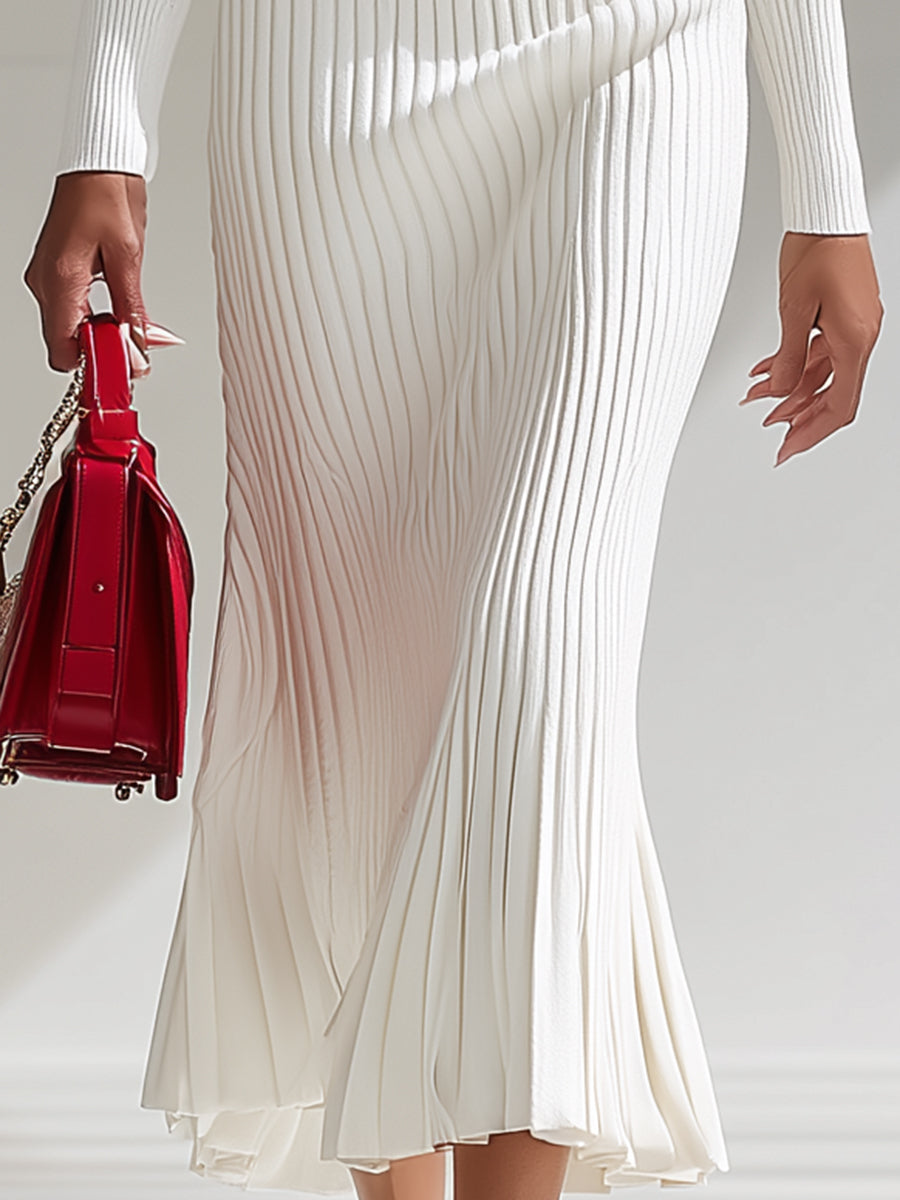 Audrey white wool maxi dress outfit – winter accessories pairing women