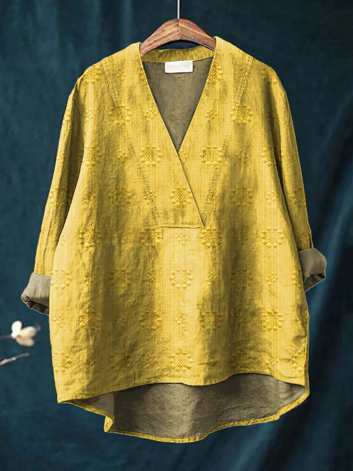 Cara Art Print Blouse — side view