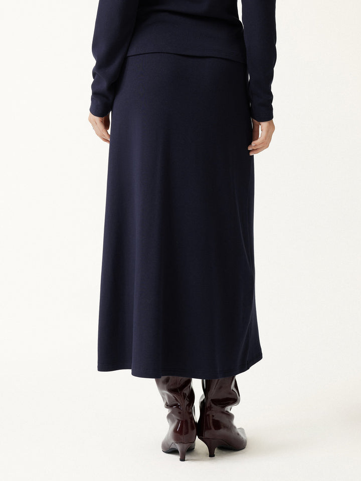 2Pcs Set Prowarm Mock Neck Long Sleeve Top & Mid-Rise A-Line Midi Skirt