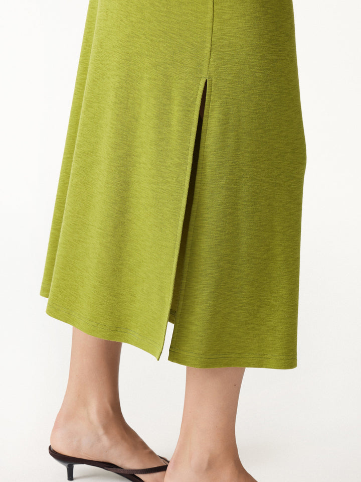 2Pcs Set LiteWarm Short Sleeve Tie-Side Top & Side-Slit A-Line Midi Skirt