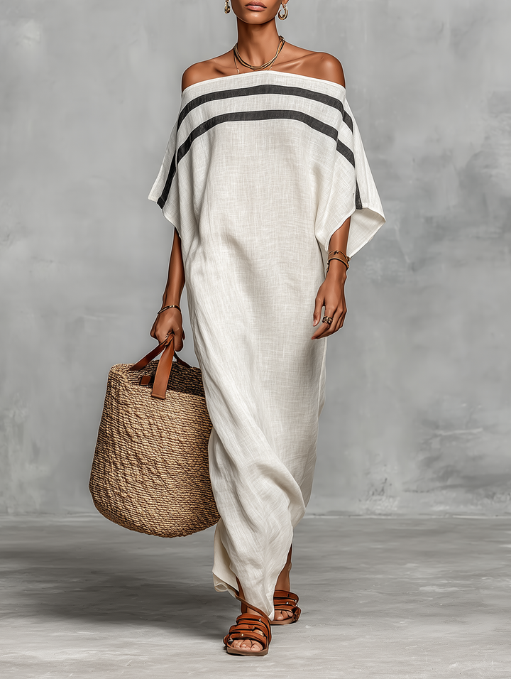 White Batwing Maxi Dress — front view