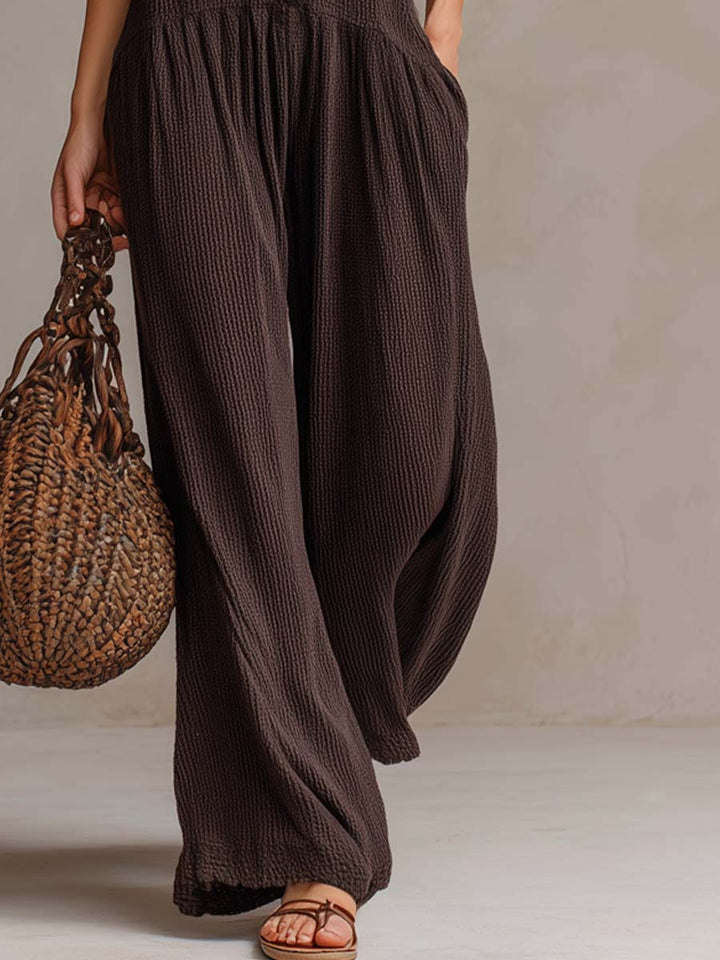 Retro Ruffle Neck Knitted Jumpsuit