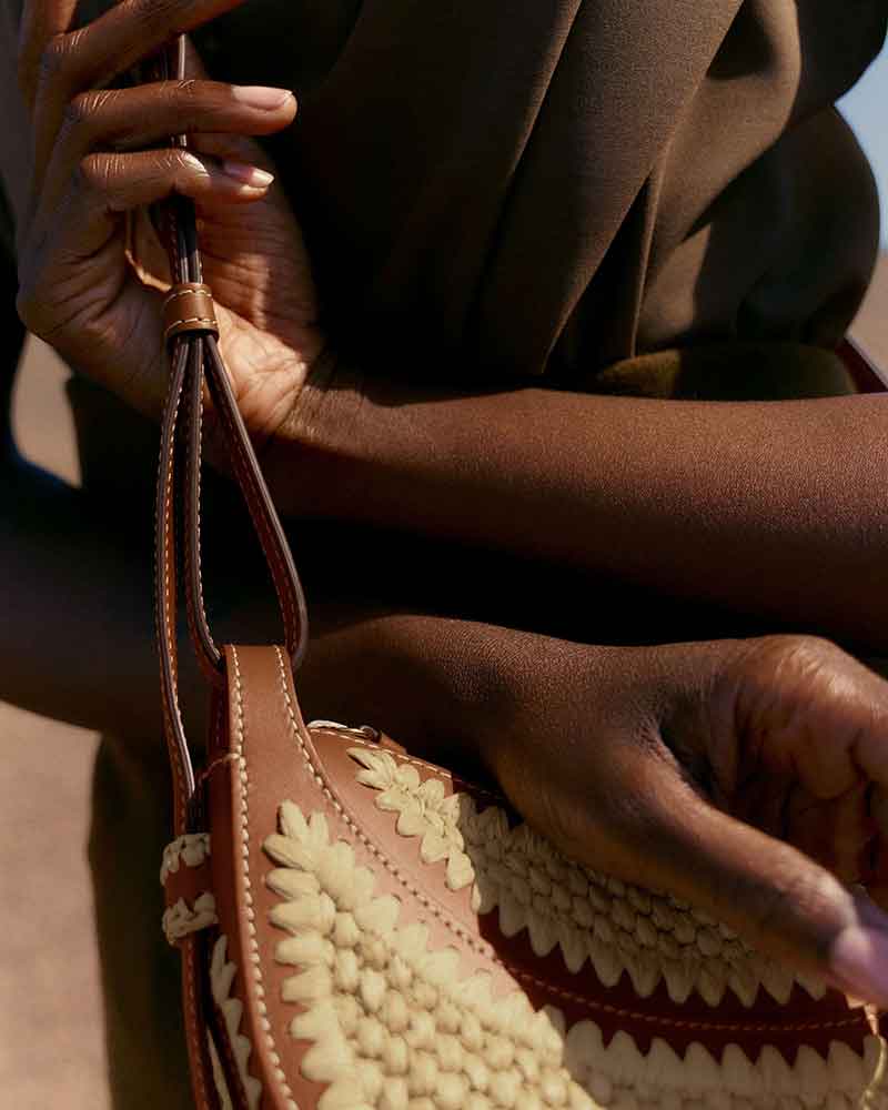 Women's Chic Handwoven Raffia Crescent Bag