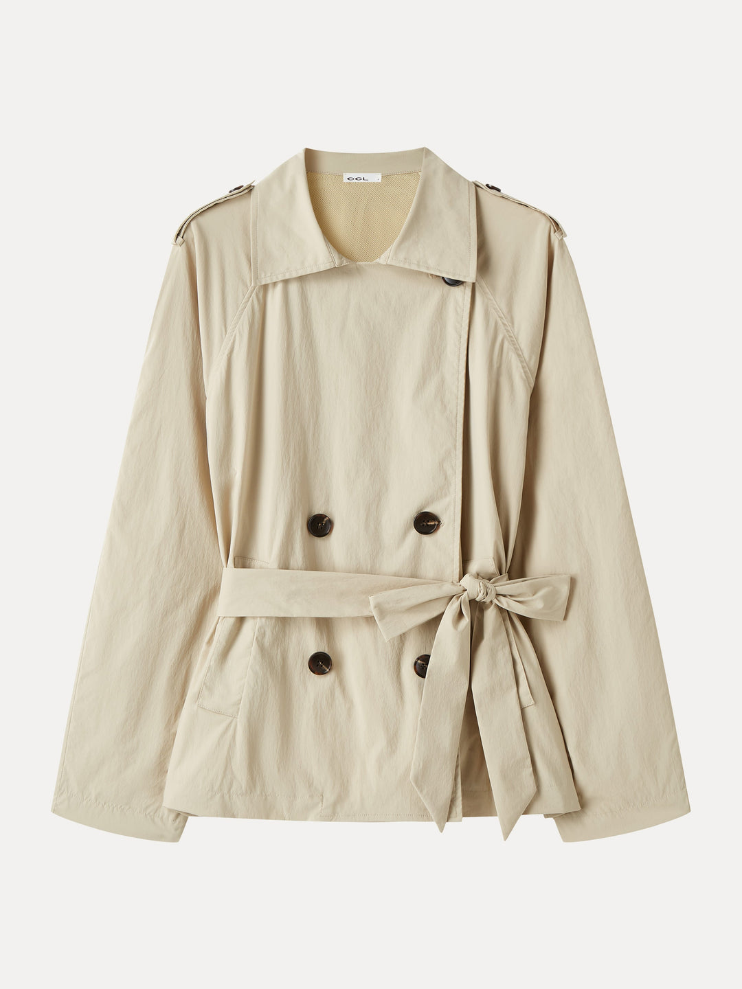 Packable Water-Repellent Peak Collar Trench Jacket with Pockets