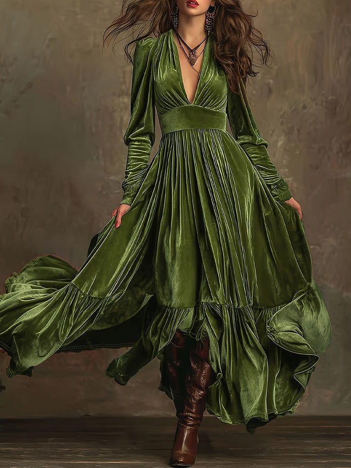 Eveline brown velvet dress – sophisticated women's winter look