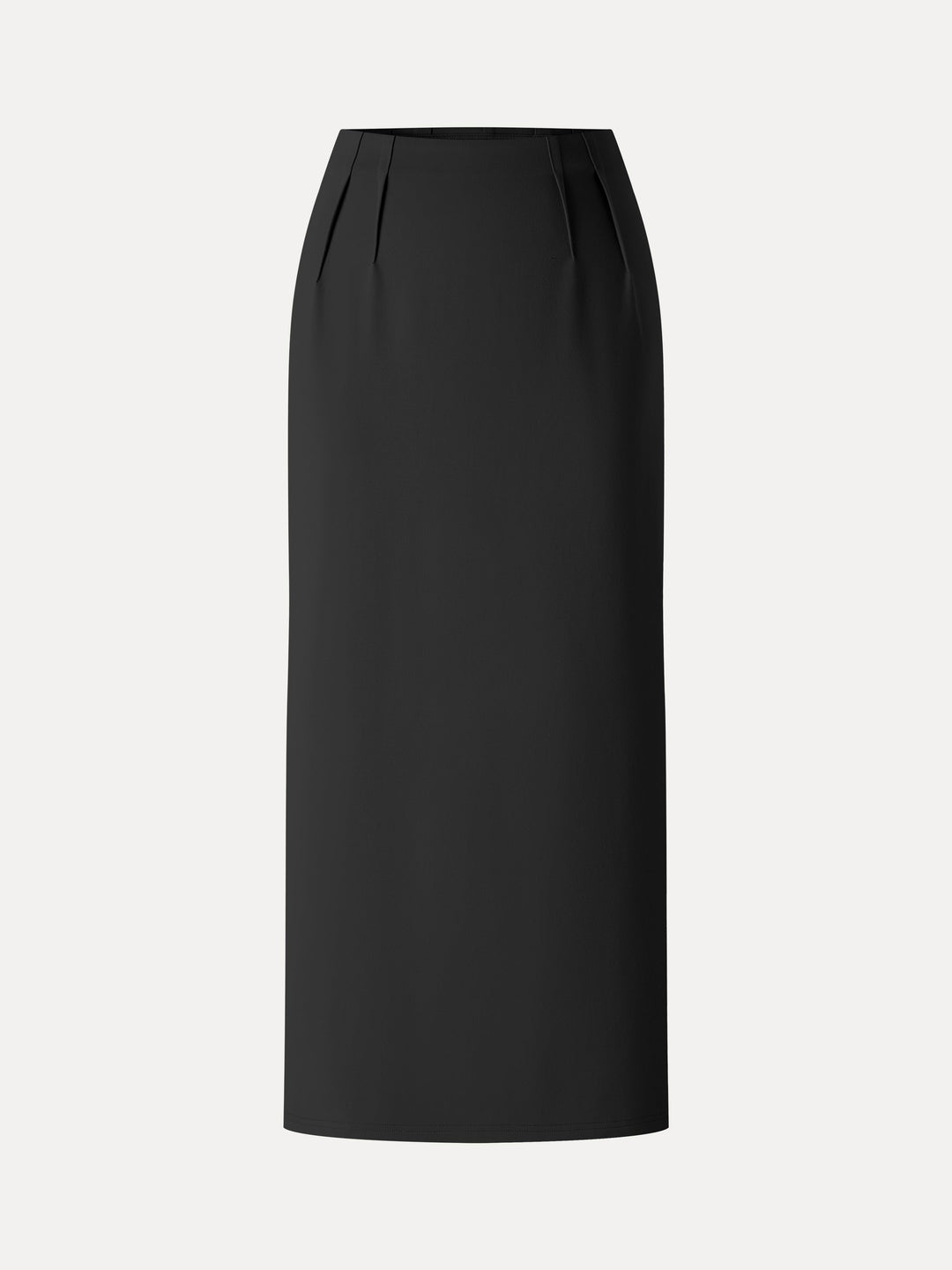 Ponte High-Rise Side-Tuck Column Midi Skirt