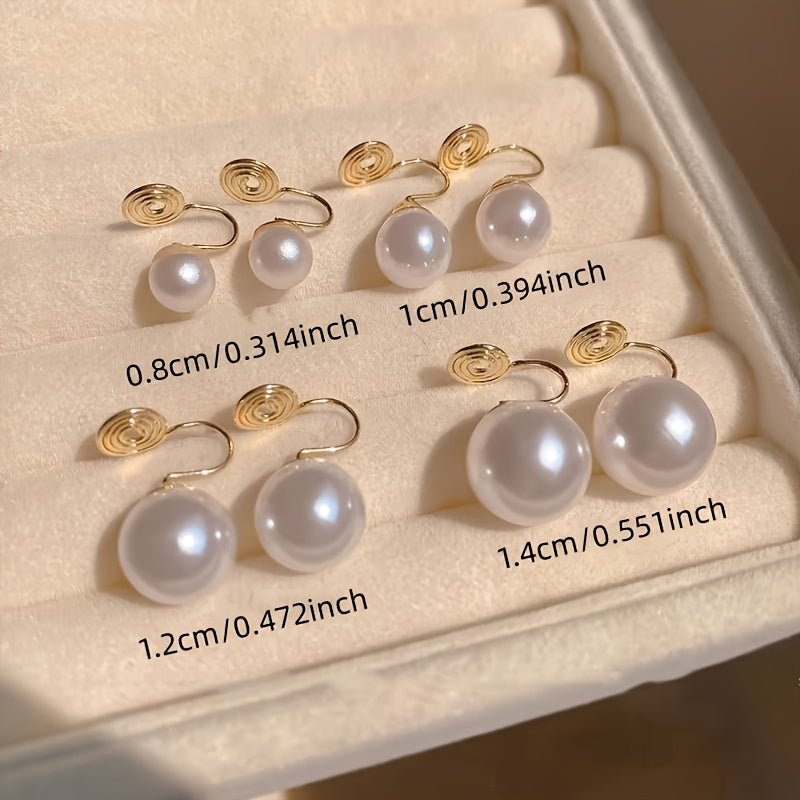 Model wearing the vintage pearl clip earrings