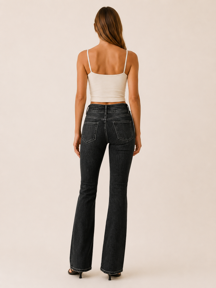 Fenella | High Waist Bootcut Jeans with Double Button