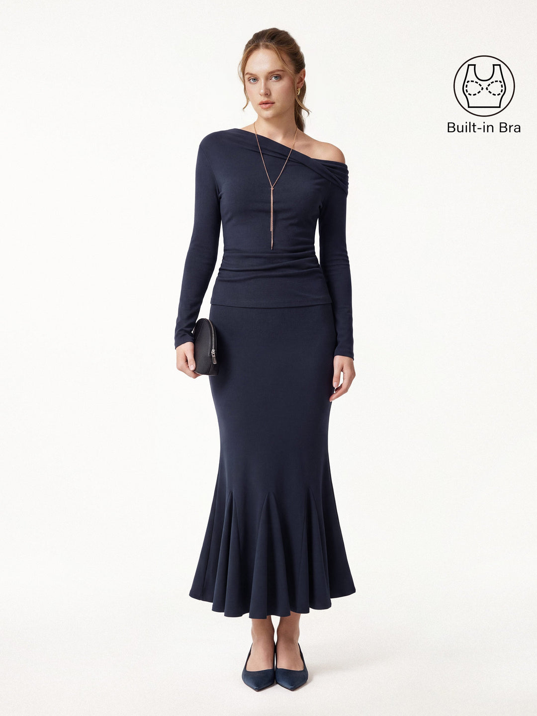 2Pcs Set LiteWarm Convertible Built-In Bra Top 2.0 & High-Rise Mermaid Midi Skirt
