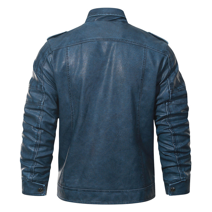 Royal Blue fleece biker jacket, back view