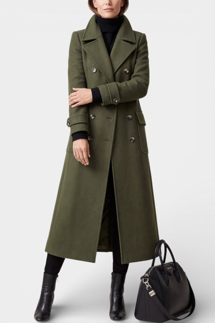 Franka tailored long wool double-breasted coat front view