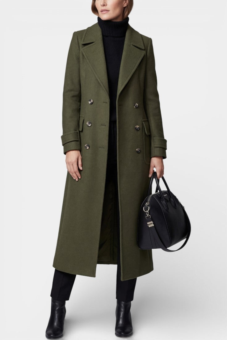 Franka wool coat double button row detail close-up